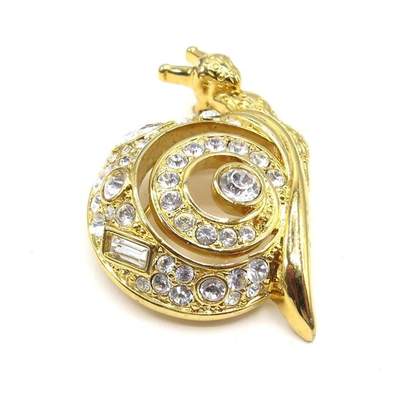 Swarovski Clear Crystal Rhinestone Goldtone Snail - Picture 3 of 11
